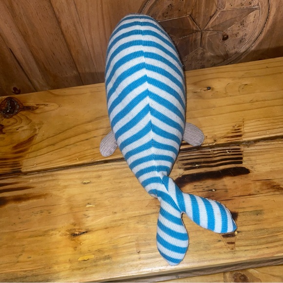 Just Born Sparkle Knit Plush Toy Whale Striped Blue Fish stuffed animal fish sea - Picture 5 of 7